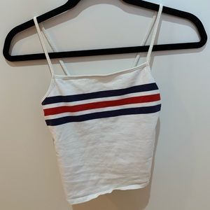 White red and blue top